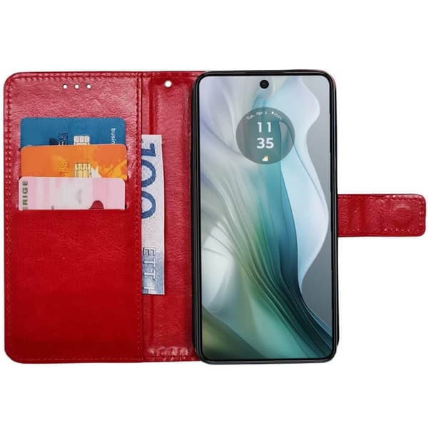 Lommebokdeksel 3-kort til Motorola Moto E14 - Rød