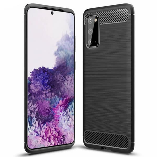 Børstet silikondeksel til Samsung Galaxy S20 - Sort