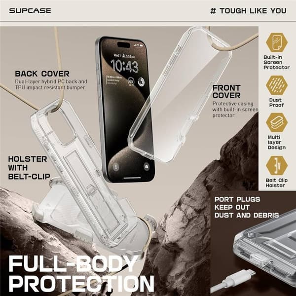 SUPCASE UB Pro cover til Apple iPhone 16 Pro Max - Clear