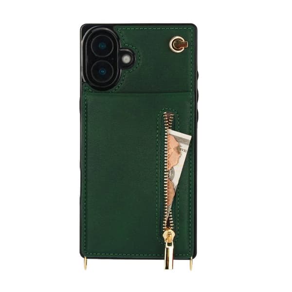 Zipper necklace case till Apple iPhone 16 - Grön