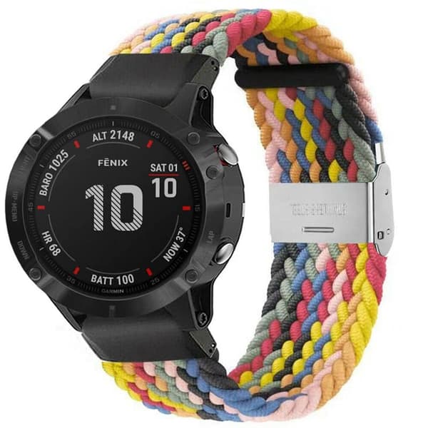 Flettet Urrem til Garmin Fenix 6X - Rainbow