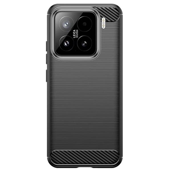 Børstet silikone cover til Xiaomi 15 - Sort