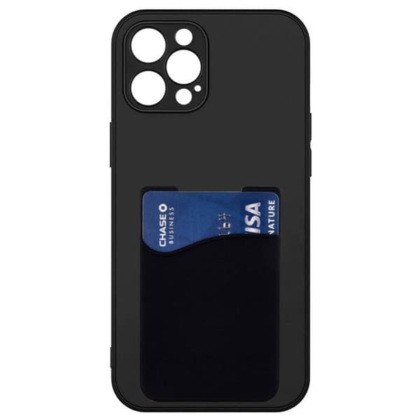 Silikone cover med kortholder til Apple iPhone 16 Pro - Sort