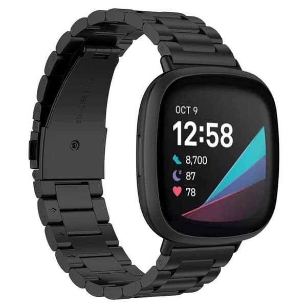 Urrem Rustfrit stÃ¥l til Fitbit Sense - Sort