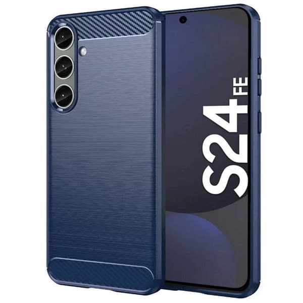 Børstet silikondeksel til Samsung Galaxy S24 FE - Blå