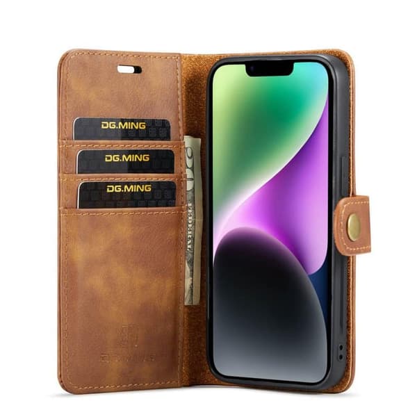 Wallet DG-Ming 2i1 til Apple iPhone 14 - Brun