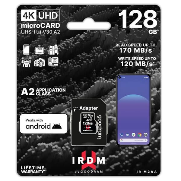 GOODRAM 128GB IRDM microCARD UHS I U3 V30 A2 + sovitin
