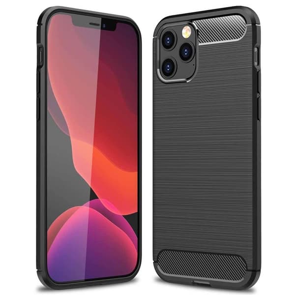 BÃ¸rstet silikondeksel til Apple iPhone 12 Pro Max - Sort