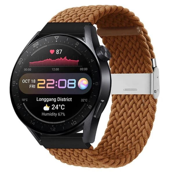 Flettet Elastisk urrem til Huawei Watch 3 Pro (48mm) - Brun