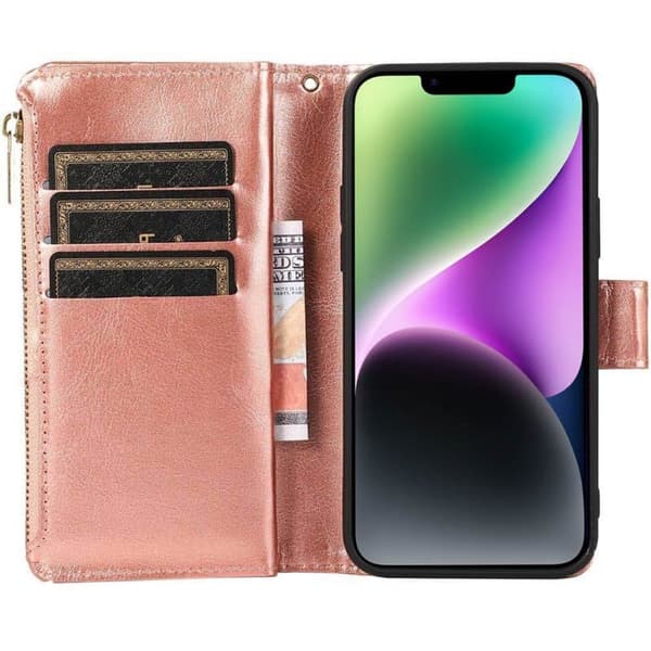 DoubleFlip Zipper 9-kort til Apple iPhone 14 Plus - Rose
