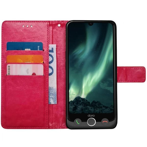 Wallet cover 3-kort til Doro Aurora A30 - Lyserød