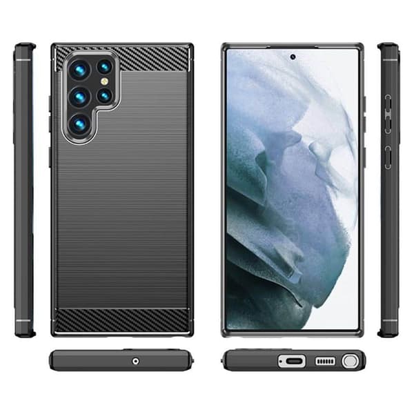 Børstet silikone cover til Samsung Galaxy S23 Ultra - Sort