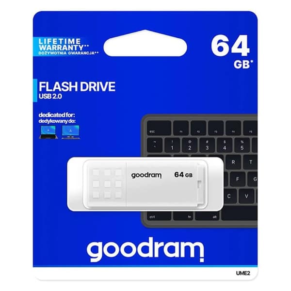 GOODRAM 64GB UME2 PenDrive USB 2.0 - Hvit