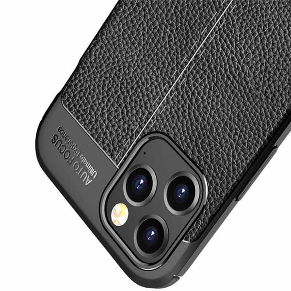 Lædermønstret TPU Cover til Apple iPhone 14 Pro Max - Sort