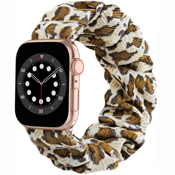 Scrunchie Elastic Urrem til Apple Watch 6 (40mm) - Leopard Gul