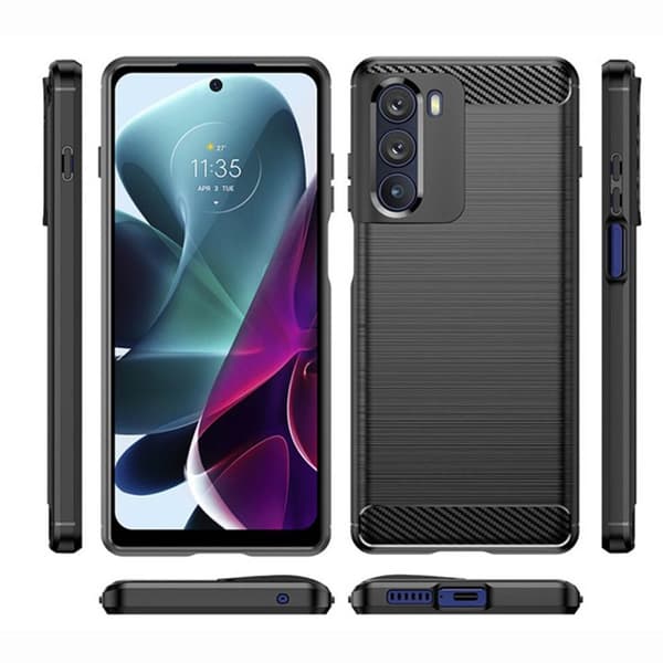 Børstet silikone cover til Motorola Edge X30 - Sort