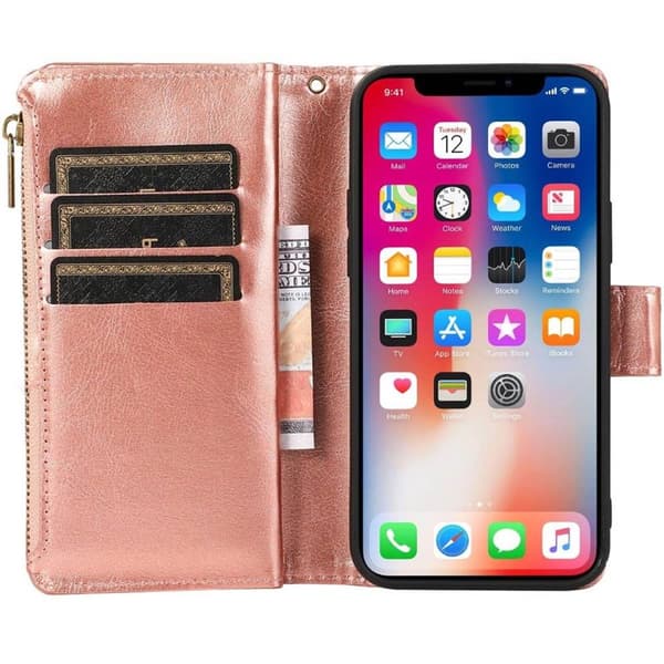 DoubleFlip Zipper 9-kort til Apple iPhone 13 Pro Max - Rose