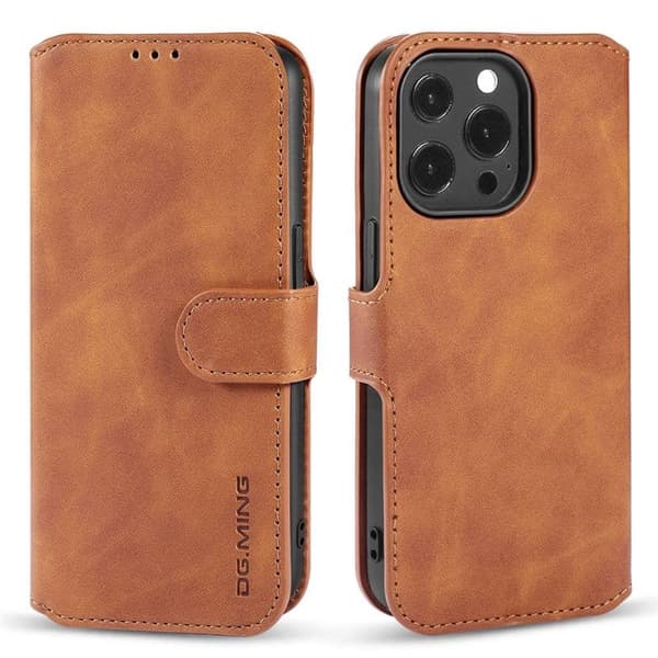 DG-Ming Wallet cover 3-kort til Apple iPhone 14 Pro Max - Brun