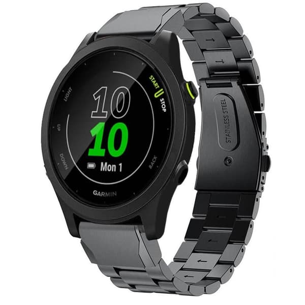 Rustfritt stÃ¥l klokkereim til Garmin Forerunner 55 - Svart