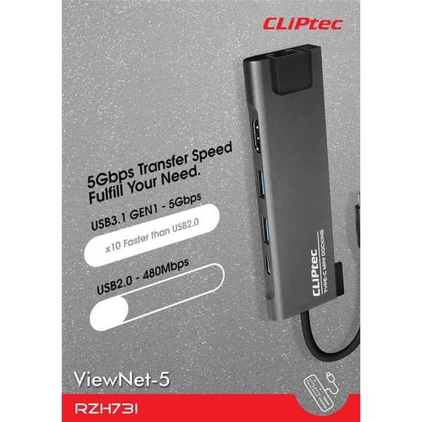 CLiPtec Adapter Hub USB-C 6in1 RZH-731