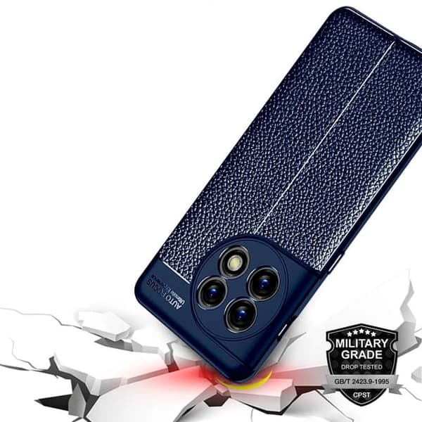 Lædermønstret TPU Cover til OnePlus 11 - Blå