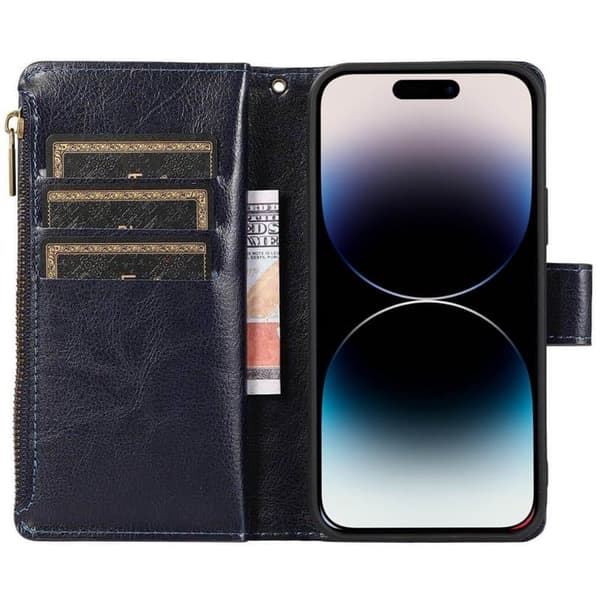 DoubleFlip Zipper 9-kort til Apple iPhone 14 Pro - BlÃ¥