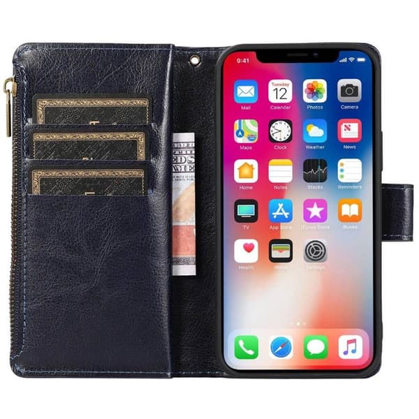 DoubleFlip Zipper 9-kort til Apple iPhone 12 - BlÃ¥