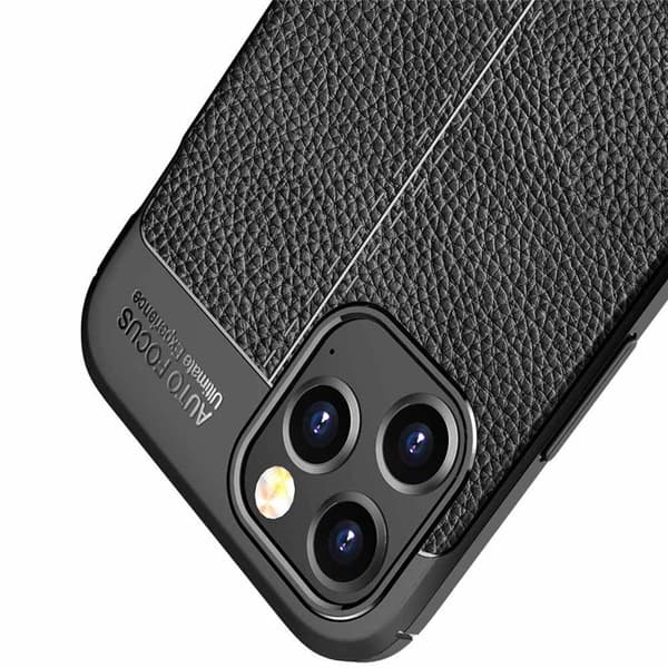 Lædermønstret TPU cover til Apple iPhone 15 Pro - Sort