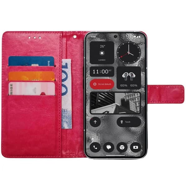 Wallet cover 3-kort til Nothing Phone (2) - Lyserød