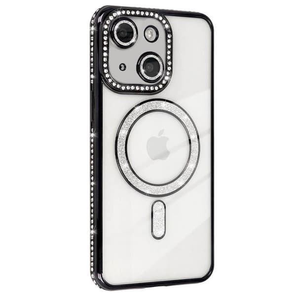 Diamond bling MagSafe cover til Apple iPhone 14 - Sort