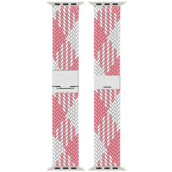 Flettet elastisk urrem til Apple Watch S11 (42mm) - Pinkwhite