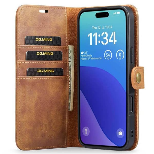 Wallet DG-Ming 2i1 til Apple iPhone 16 Pro Max - Brun