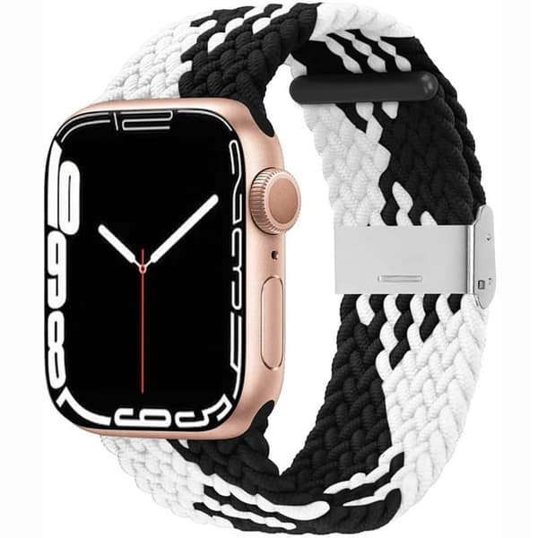 Flettet Urrem til Apple Watch 7 (45mm) - Blackwhite