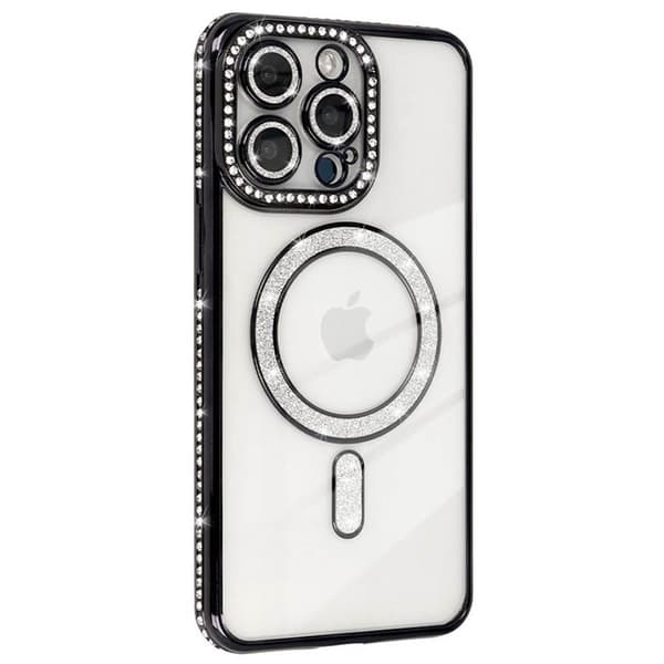 Diamond bling MagSafe cover til Apple iPhone 16 Pro Max - Sort