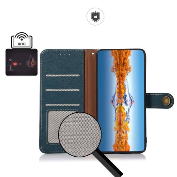 Wallet 3-kort læder RFID til Sony Xperia 1 IV - Grøn