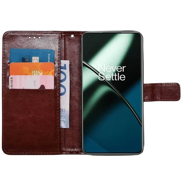 Wallet cover 3-kort til OnePlus 11 - Brun