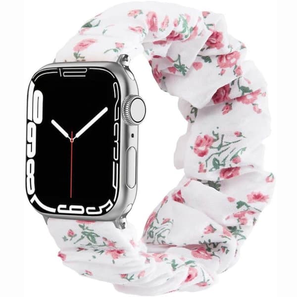 Scrunchie Elastic Urrem til Apple Watch 7 (45mm) - Flower