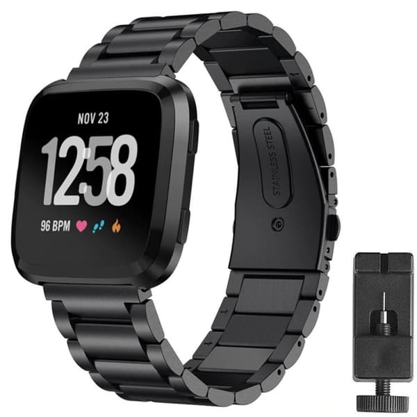 Urrem Rustfrit stål til Fitbit Versa/Versa Lite - Sort