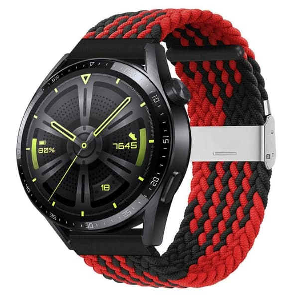 Flettet Elastisk urrem til Huawei Watch GT3 (46mm) - RÃ¸d/Sort