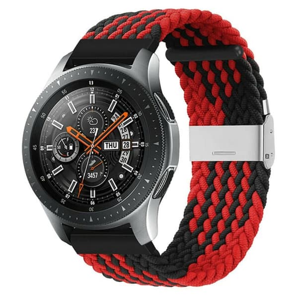 Flettet Elastisk urrem til Samsung Galaxy Watch 46mm - RÃ¸d/Sort