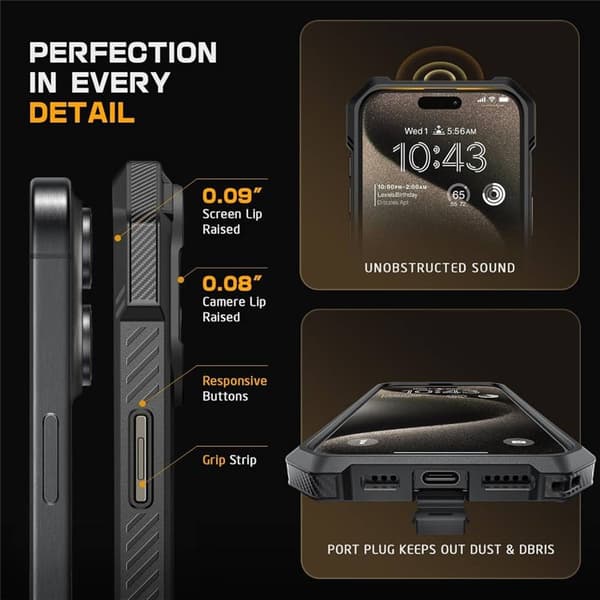 SUPCASE UB Grip cover til Apple iPhone 16 - Sort