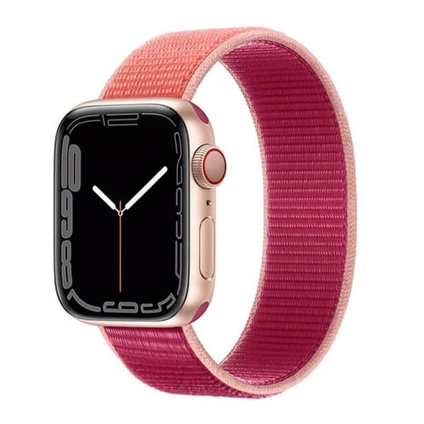 Nylon Urrem til Apple Watch 7 (45mm) - Pomegranate