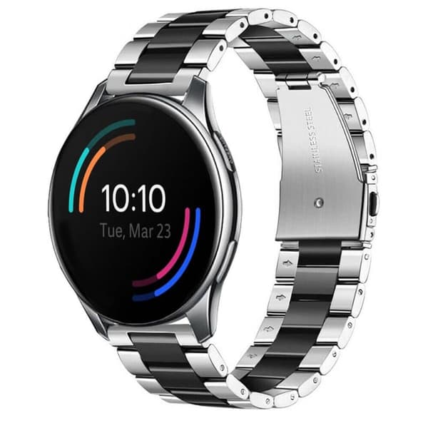 Rustfrit stÃ¥l urrem til OnePlus Watch 46mm - SÃ¸lv/Sort