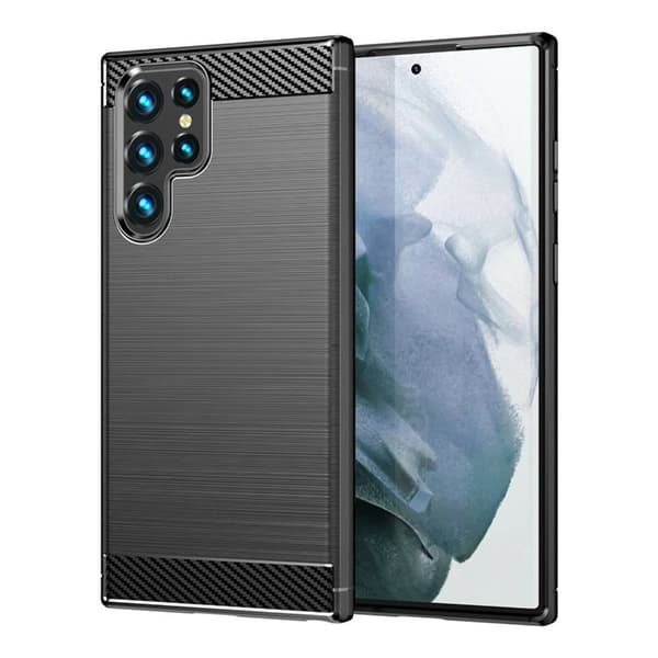 Børstet silikone cover til Samsung Galaxy S23 Ultra - Sort