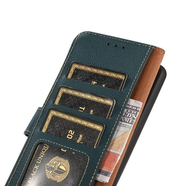 Wallet 3-kort læder RFID til Sony Xperia 1 IV - Grøn