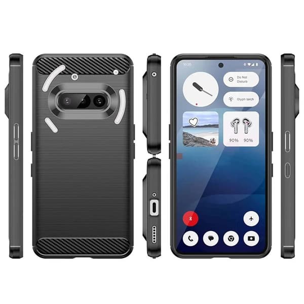 Børstet silikone cover til Nothing Phone 3a - Sort