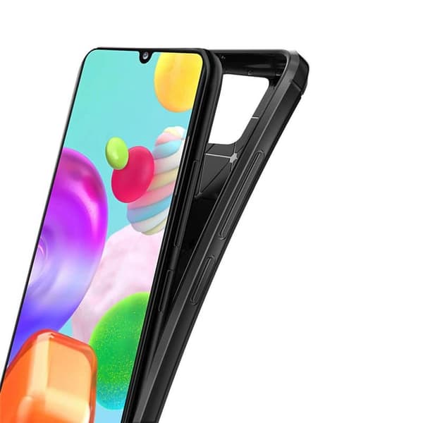 Børstet silikone cover til Samsung Galaxy A41 - Sort