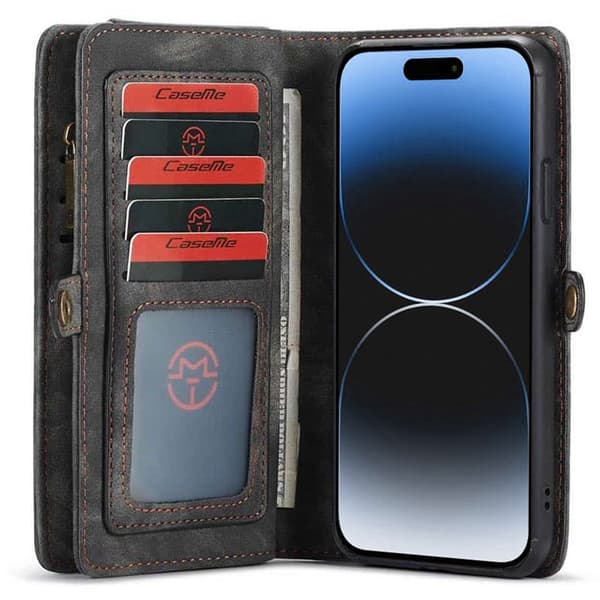 CaseMe mobilcover 008 8-kort til Apple iPhone 15 - Sort/grå