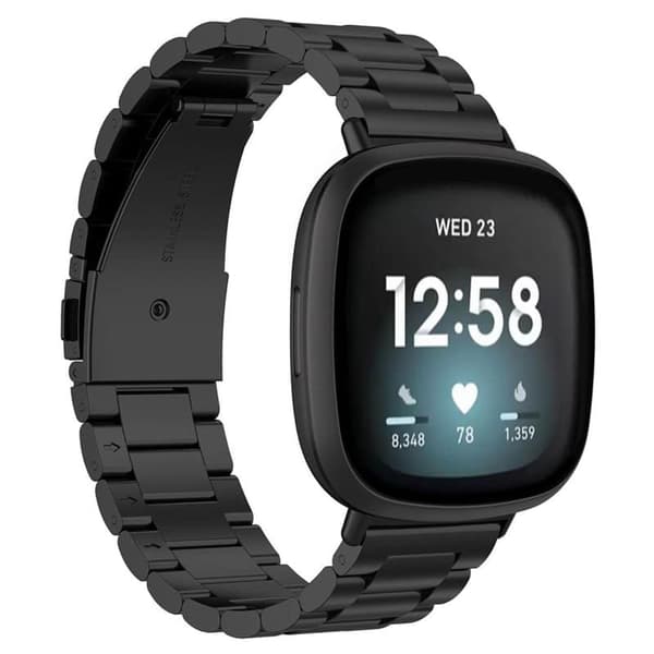 Kellon ranneke ruostumatonta terÃ¤stÃ¤ Fitbit Versa 3 - Musta