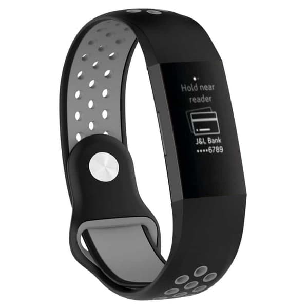 EBN Sport Kellon ranneke Fitbit Charge 3 - musta / harmaa